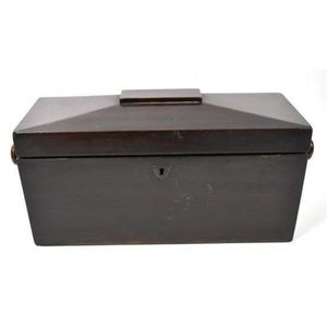 A Victorian mahogany tea caddy, two lidded compacts, and…