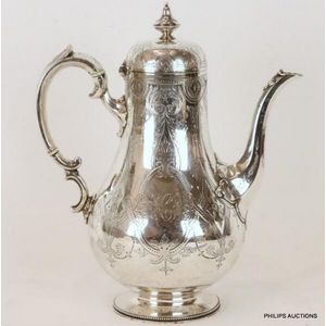 Sterling silver « à la du Belloy » Coffee pot, Paris XIXe siècle -  Ref.108099