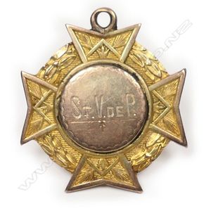 Adolph Kohn 9ct gold St Benedict's fob 1913, presentation…