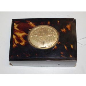 Swiss movement tortoiseshell singing bird box mid 19th century,…