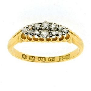 Victorian Diamond Belcher Ring in 18ct Gold - Rings - Jewellery