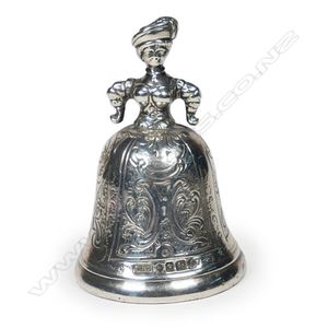 1892 Hallmarked Silver Crinoline Lady Table Bell Continental