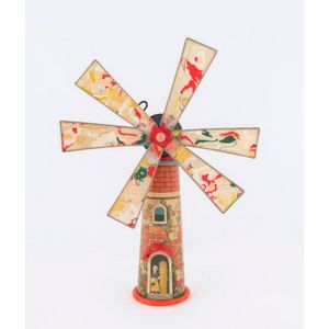 Wind-up windmill with celluloid blades and a little Dutch girl…