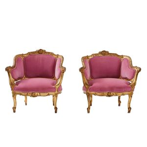 A pair of Napoleon III giltwood bergeres, late 19th century,… - Seating ...