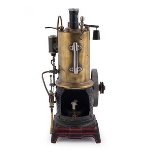 A circa 1910 Bing vertical boiler and inverted brass steam…