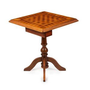 An Australian specimen wood games table with chequer-board top,&hellip;
