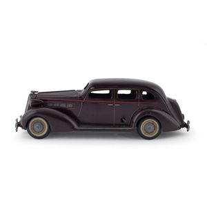 Tinplate clockwork maroon saloon car; 1930's Cadillac; probably…