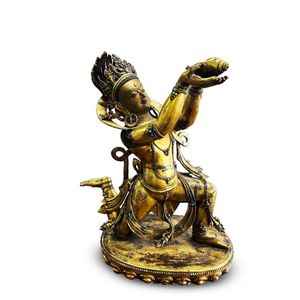 Large Sino-Tibetan bronze Tara, depicted kneeling and holding a&hellip;