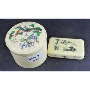 A Republican period carved ivory cigarette case and circular…