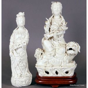 Dehua Porcelain Figures: Manjushri and Guanyin - Zother - Oriental