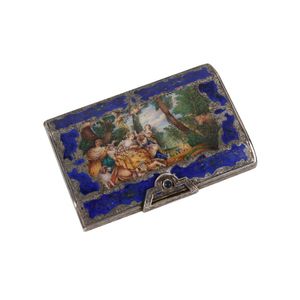 Cigarette case, Continental silver, blue enamelled, hand…