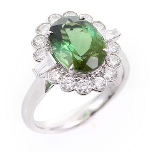 Chrome Tourmaline and Diamond Cluster Ring - Rings - Jewellery