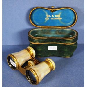 Pair of antique French mother of pearl and brass opera glasses,…