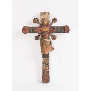 A Spanish colonial carved and polychromed Corpus Christi,…