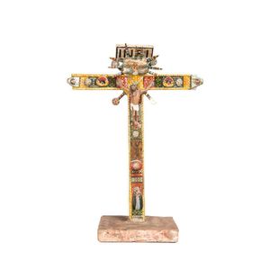 A large Spanish colonial carved and polychromed Corpus Christi,…