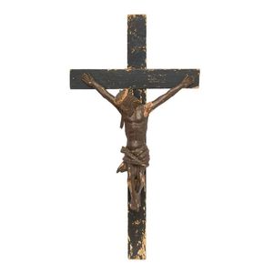 A large provincial carved and painted Corpus Christi, probably…
