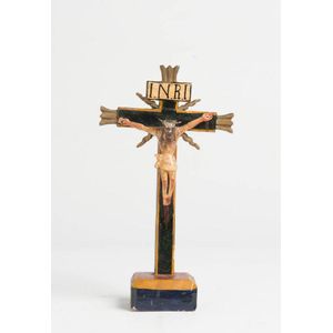 A small provincial carved and polychromed Corpus Christi,…