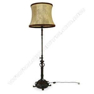 An Arts and Crafts wrought iron telescopic standard lamp,…