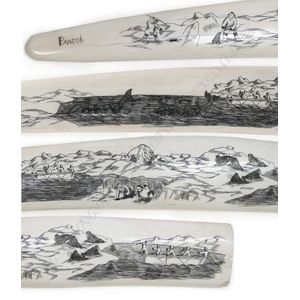 Scrimshaw Walrus Tusk by Ellen Paneok - Scrimshaw - Precious Objects