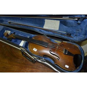 A violin, 19th century German by Hermann Dolling with case and…