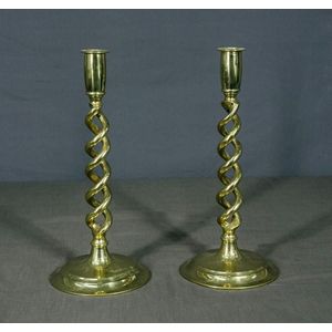 Brass Barley Twist Candlesticks - 30cm Height - Candelabra