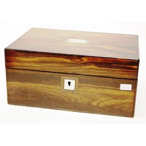 Victorian coromandel wood jewellery box interior tray and…