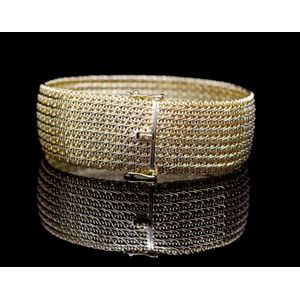 18ct gold mesh bracelet with safety clasps - 52g - Bracelets/Bangles -  Jewellery