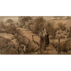 Myles Birket Foster (British, 1825-1899), the rustic bridge,…