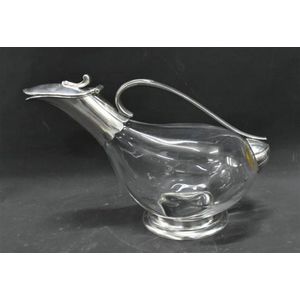A French L'Esprit & Levin silver plate & glass wine decanter
