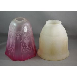 Two antique red and clear glass light shade 13 cm high approx…