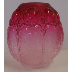 Victorian ruby glass etched lamp shade, height 20 cm approx