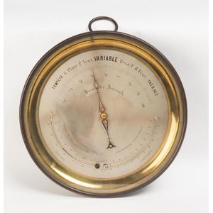 French gilt brass wall barometer/thermometer, 1900 - Barometers ...