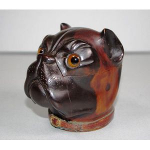 Good Victorian lignum vitae boxer dog inkwell, 19th century…