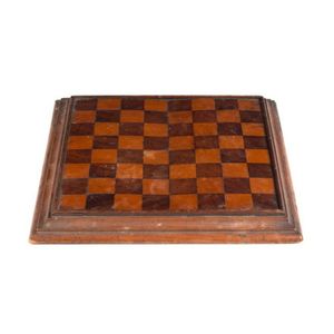 Irish Art Deco Hand-Carved Burl Wood Geometric Chess Set with Inlaid Wood  Board For Sale at 1stDibs