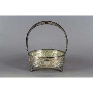Antique silver plated basket with clear glass bowl, 16 cm…