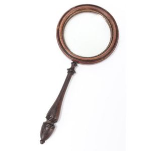 19th century wooden magnifying glass, with a turned wooden…