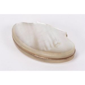 19th century mother of pearl and gold patch box and cover, of…