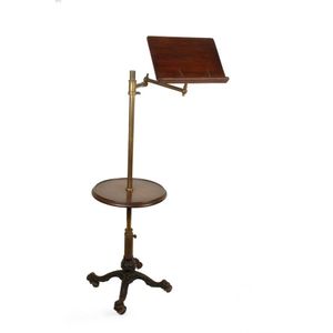 A Victorian period mahogany adjustable music stand, the central…