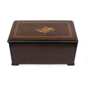 Victorian music box, circa 1890, the moulded lid with string…