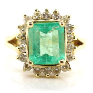 Emerald and diamond 14ct gold ring marked 14k. Approx 9.3,mm x… - Rings ...