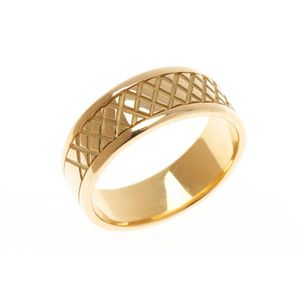 Engraved 18ct Gold Diamond Cut Ring, Size V-W - Rings - Jewellery