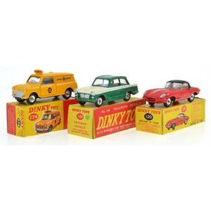 Three Dinky models, including no. 274 A.A. Mini van; no. 189…