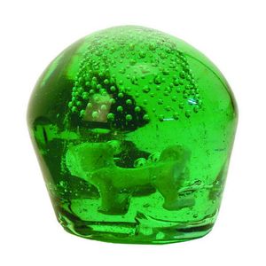 A Victorian green glass sulphide paperweight dump, a bubble…
