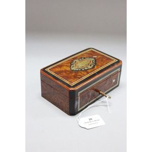 Antique French Napoleon III walnut & ebony trinket box, with…