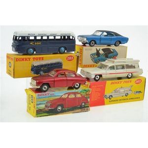 Four Dinky models, including no. 263 Superior Criterion…