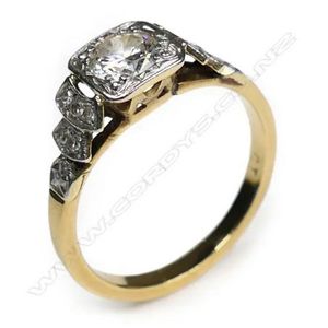 An estate 18ct gold, platinum and diamond ring, a round&hellip;