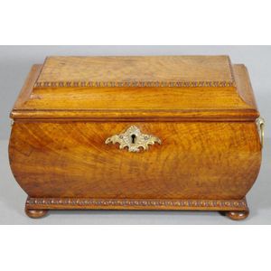 Rare Pollard oak Regency period tea caddy, of bomb sarcophagus…