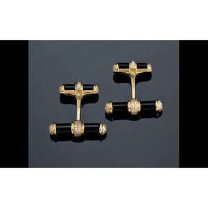 A pair of onyx and diamond cufflinks by van Cleef & Arpels of&hellip;