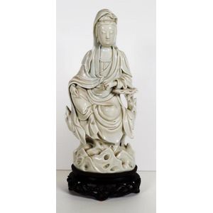 Antique Chinese Kwan Yin Figure With Stand - Ceramics - Chinese - Oriental