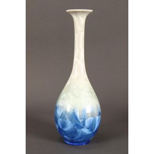 Japanese crystalline glaze vase, with spreading lip, slender…